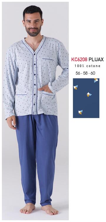 KAREKC6208 PLUAX- kc6208 pluax pigiama aperto uomo m/l cotone cal. - Fratelli Parenti